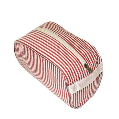 32707 - RED COTTON SEERSUCKER COSMETIC BAG